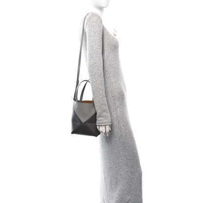 Loewe Shiny Calfskin Mini Puzzle Fold Tote Pearl Grey Dark Grey 2 of 10