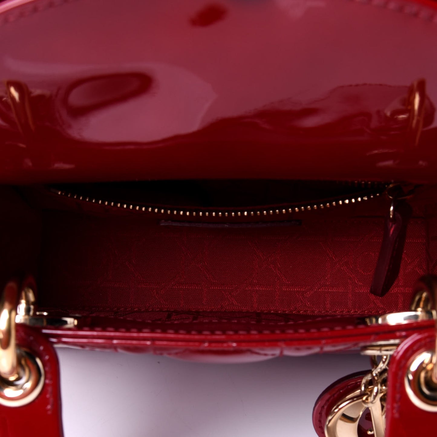 Patent Cannage Mini Lady Dior Red