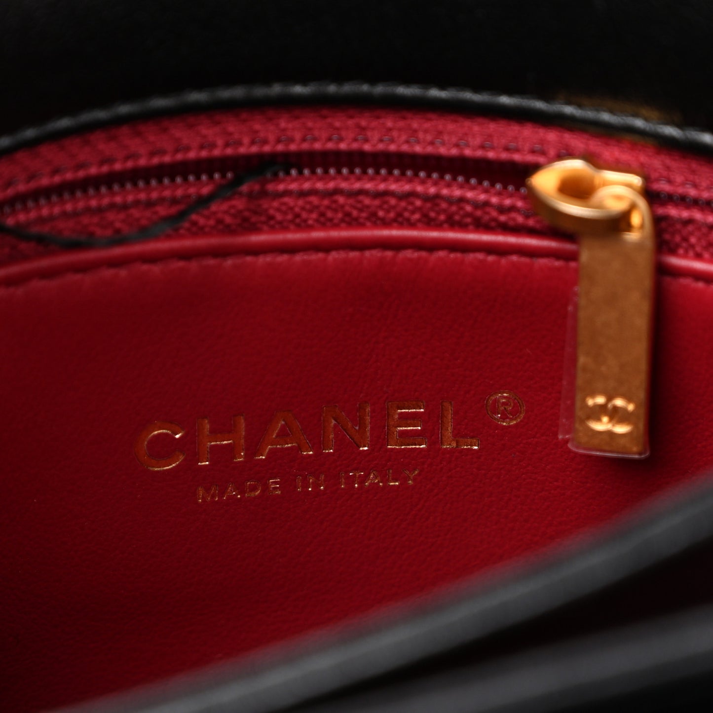 Calfskin Quilted Mini Chain Strap Flap Black