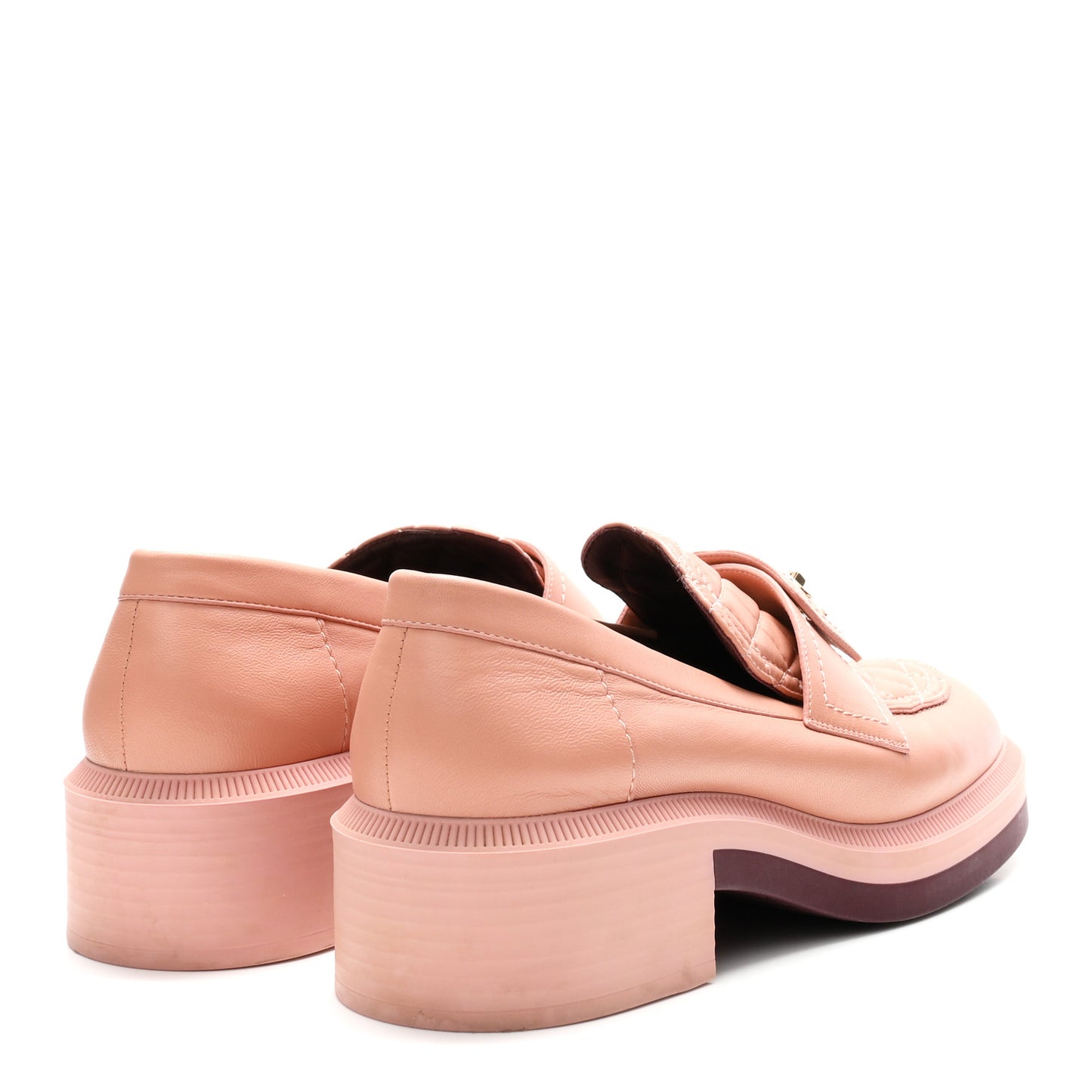 Lambskin Quilted CC Turnlock Loafers 39 Dark Pink
