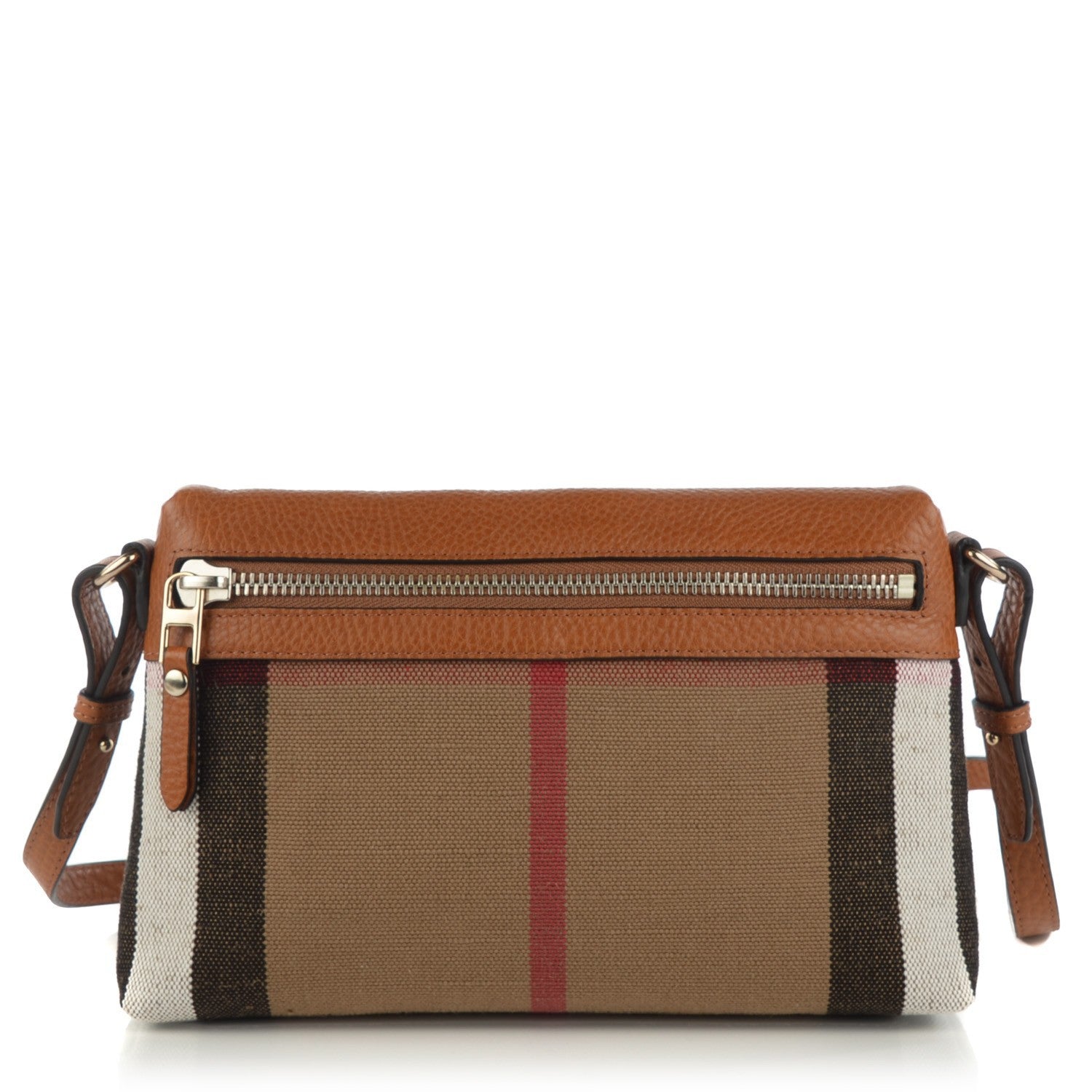 Burberry Mega Check Small Farley Crossbody Clutch Bag Saddle Brown 1 of 7