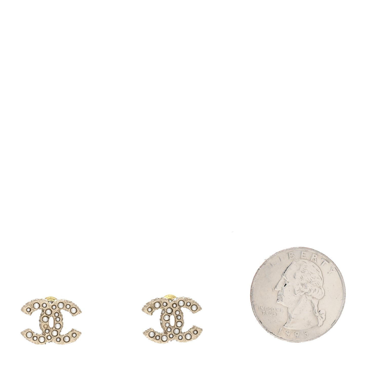 Pearl Crystal CC Earrings Light Gold