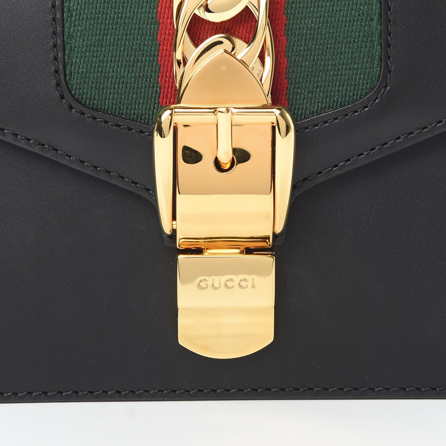 Gucci Calfskin Mini Sylvie Chain Shoulder Bag Black 8 of 15