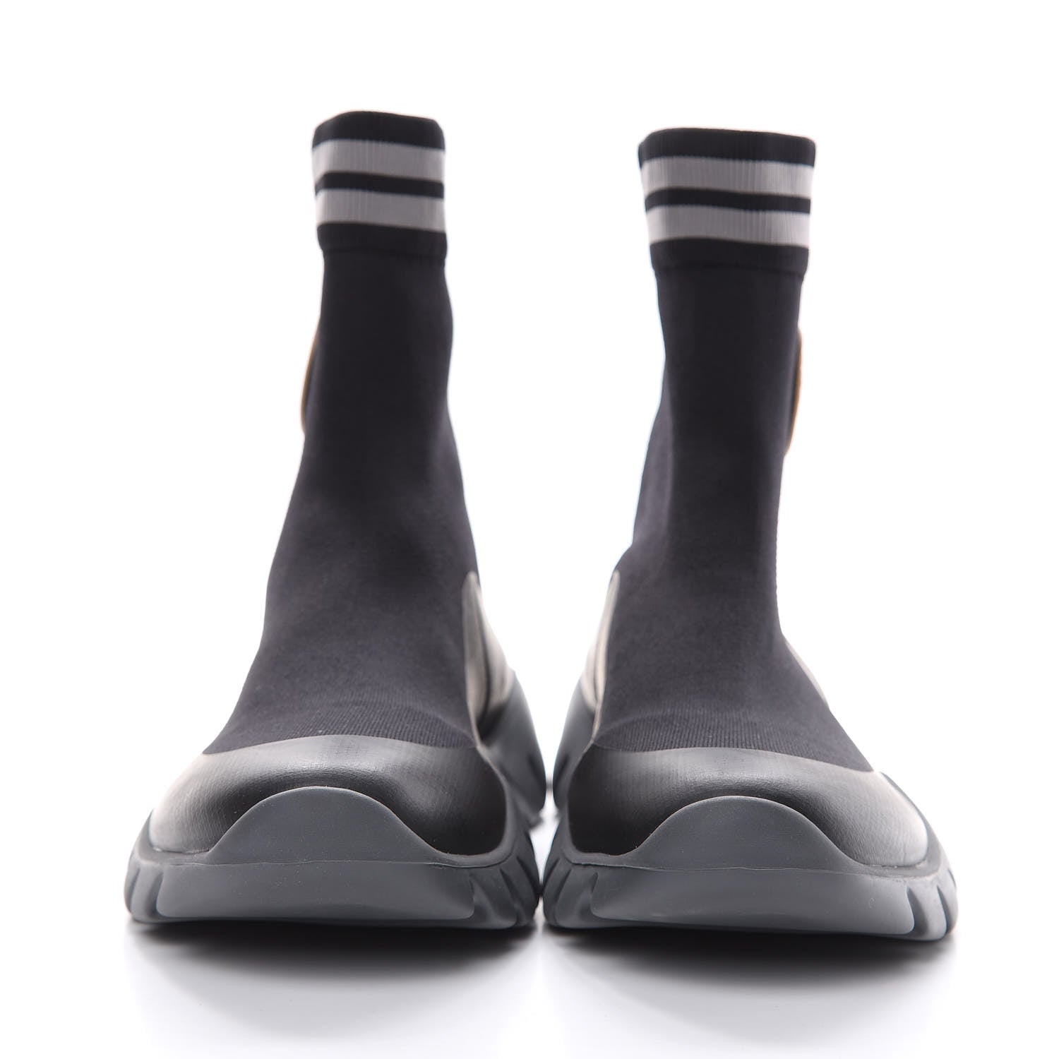 Fendi Jersey Striped Mens High Top Sock Sneakers 9 Black 2 of 9