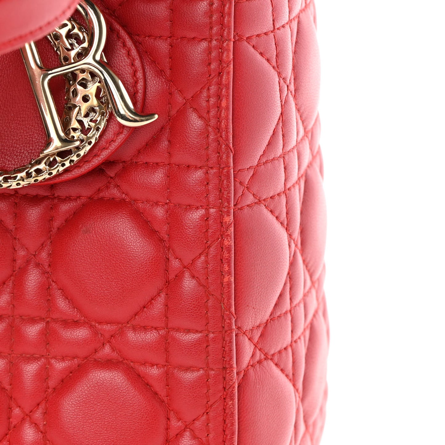 Lambskin Cannage Medium Lady Dior Red