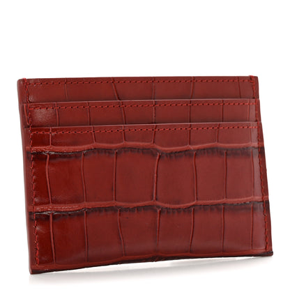 Chanel Calfskin Crocodile Embossed Crococo Card Holder Burgundy 3 of 8