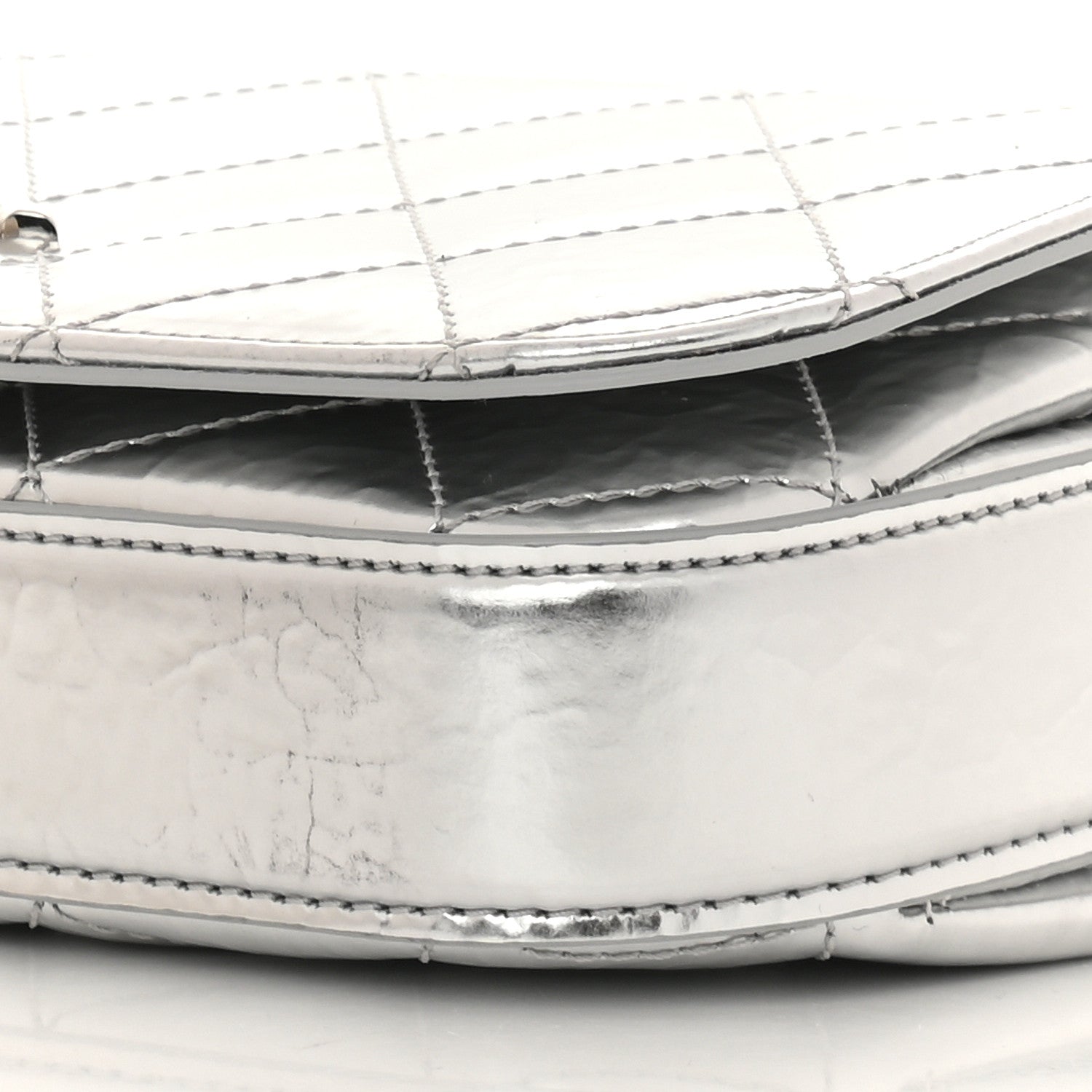 Chanel Hammered Metallic Calfskin Quilted Flap Silver 9 of 11
