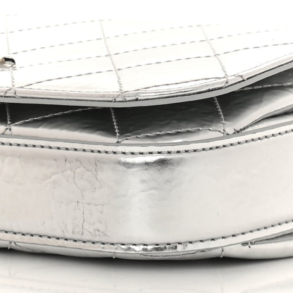 Chanel Hammered Metallic Calfskin Quilted Flap Silver 9 of 11
