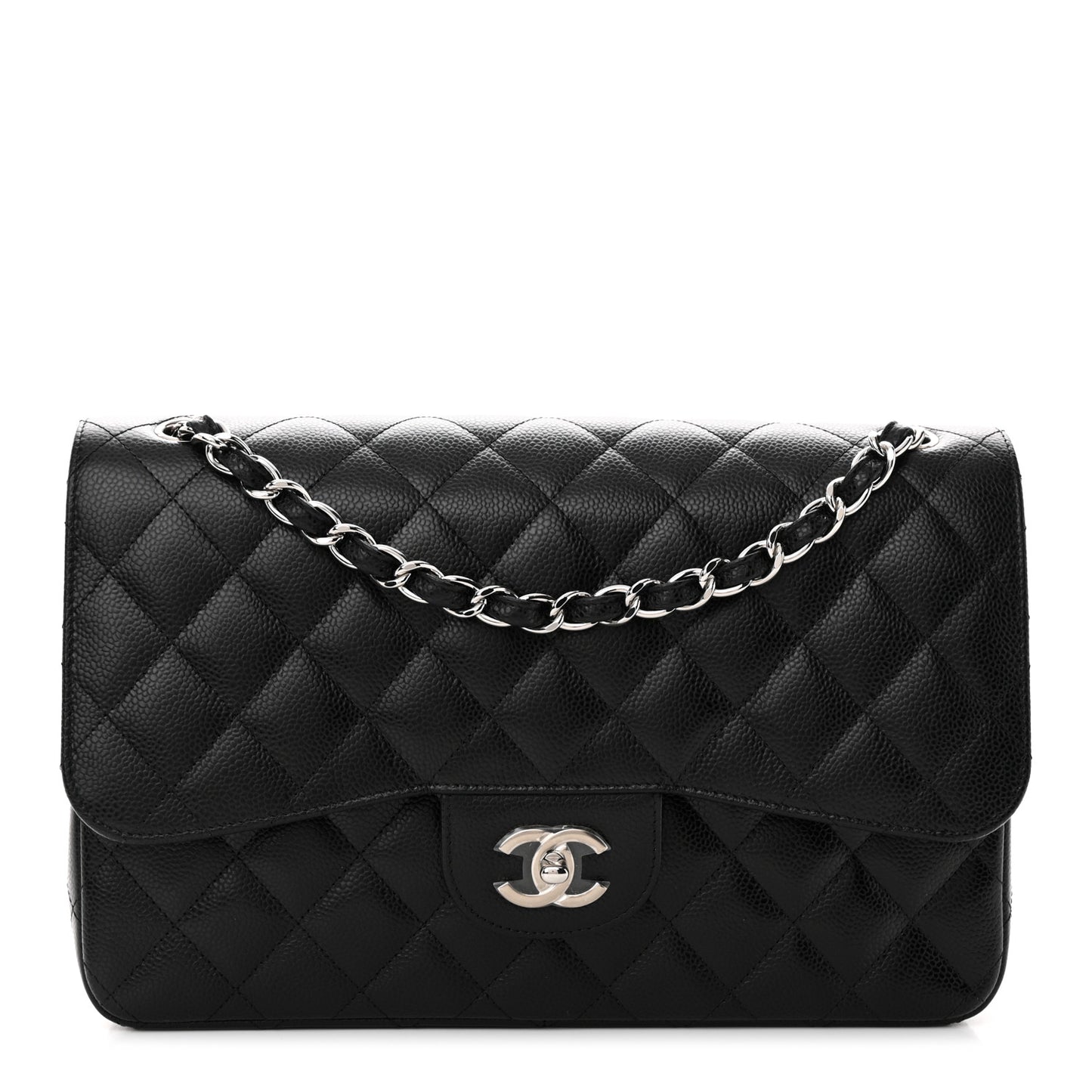Caviar Quilted Jumbo Double Flap Black