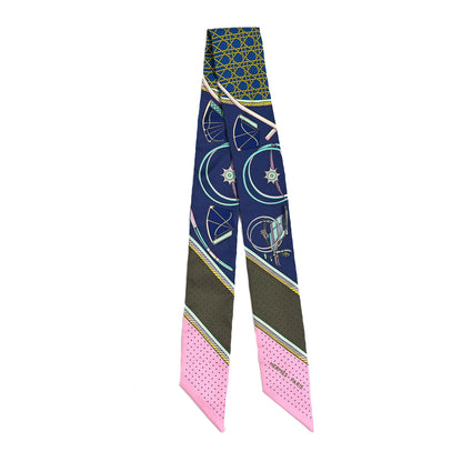 Hermes Silk Les Voitures A Transformation Twilly Encre Kaki Rose 2 of 4