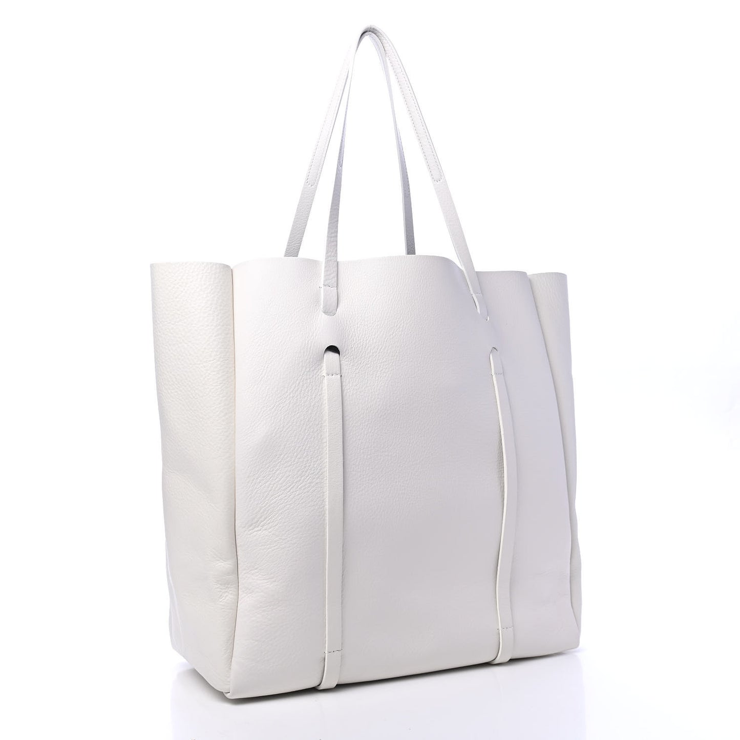 Smooth Calfskin Double Sided Medium Everyday Tote Optic White Black