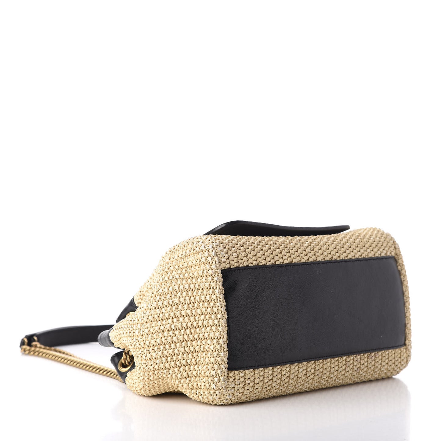 Raffia Calfskin Small Nolita Shoulder Bag Natural Black