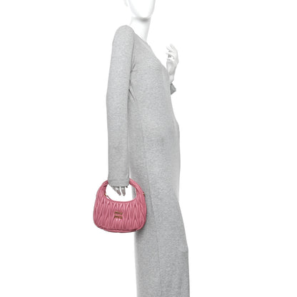 Miu Miu Nappa Matelasse Small Wander Hobo Pink 2 of 9