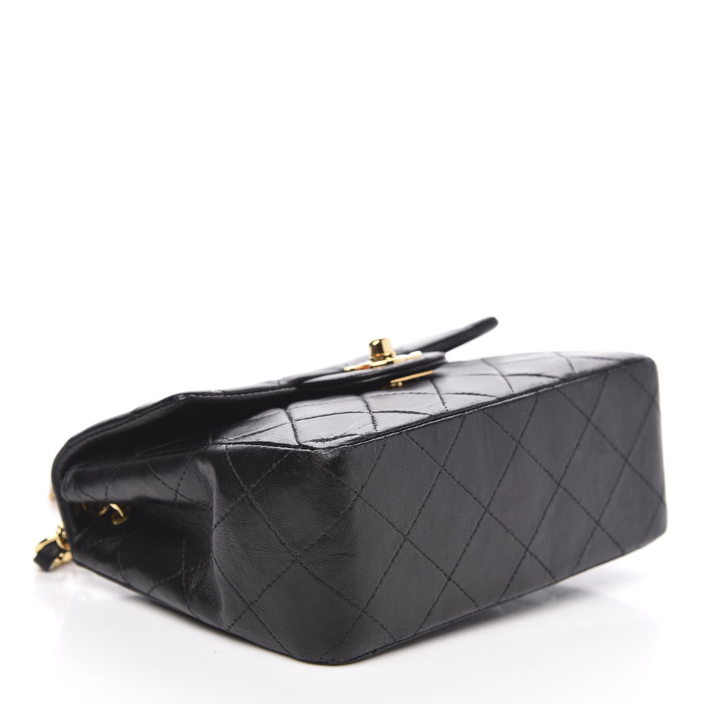 Lambskin Quilted Mini Square Flap Black