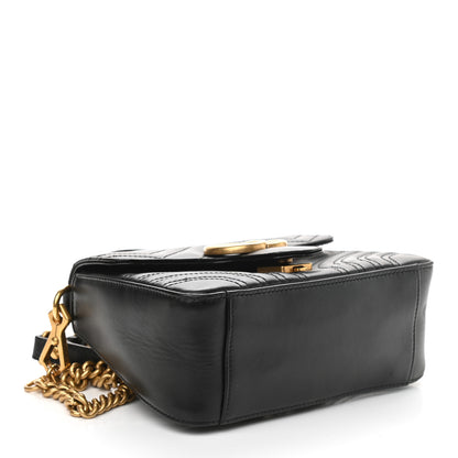 Gucci Calfskin Matelasse Mini GG Marmont Top Handle Shoulder Bag Black 4 of 9