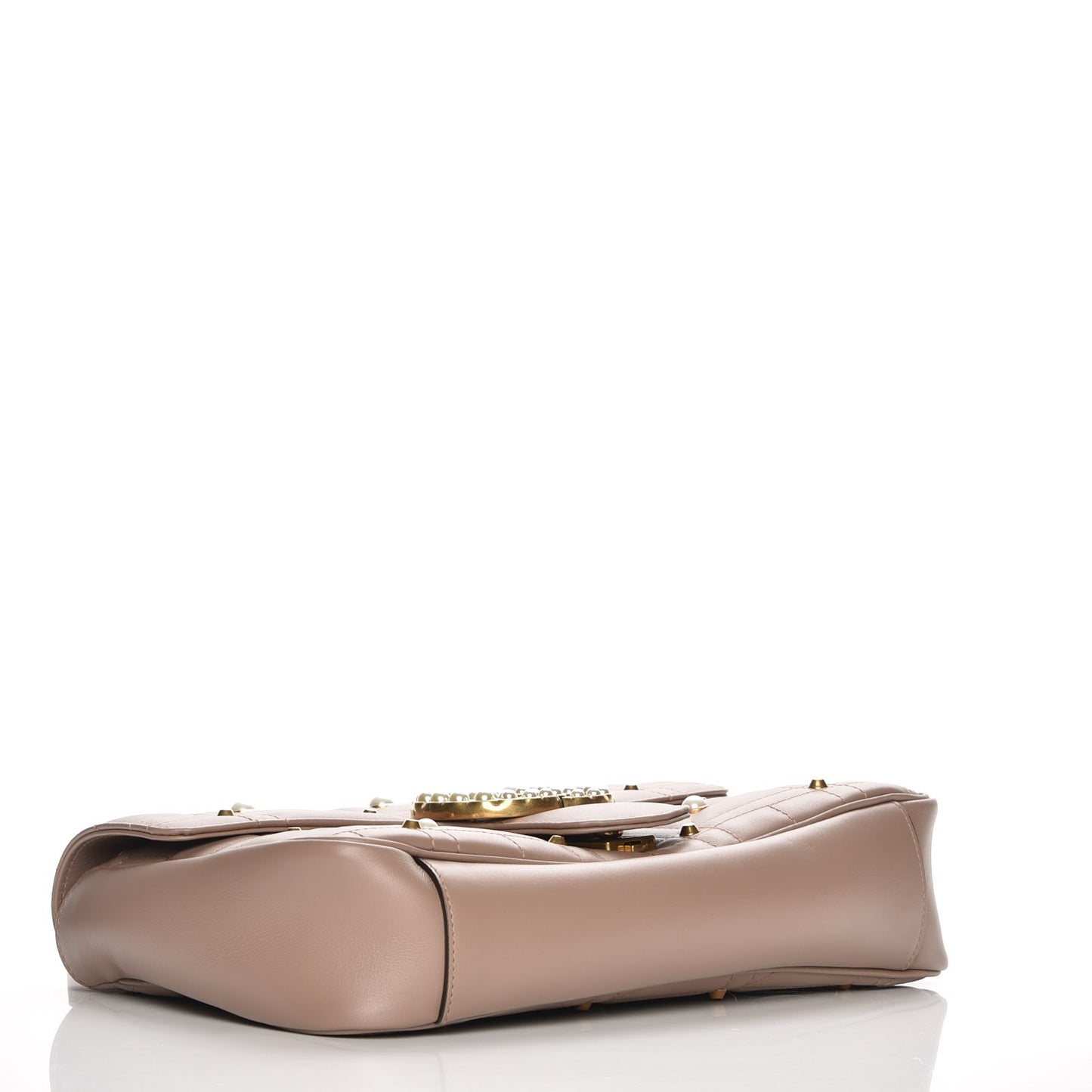 Calfskin Matelasse Studded Medium Pearly GG Marmont Shoulder Bag Porcelain Rose
