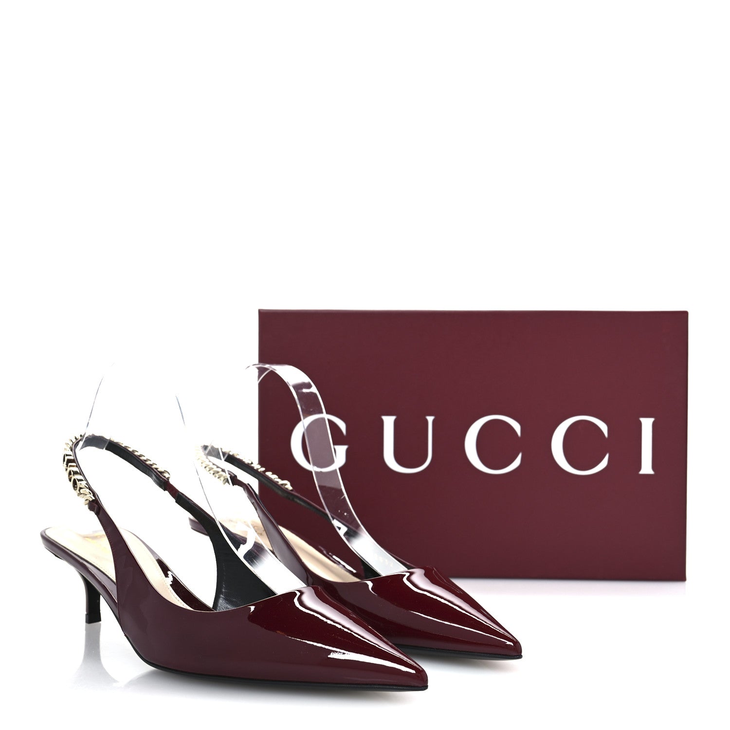 Gucci Patent Signoria 35mm Slingback Pumps 39.5 Rosso Ancora 9 of 9