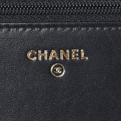 Chanel Lambskin Quilted Pearl Wallet On Chain WOC Black 6 of 9