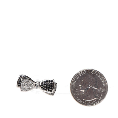 Chanel Crystal CC Bow Earrings Black Silver 2 of 5