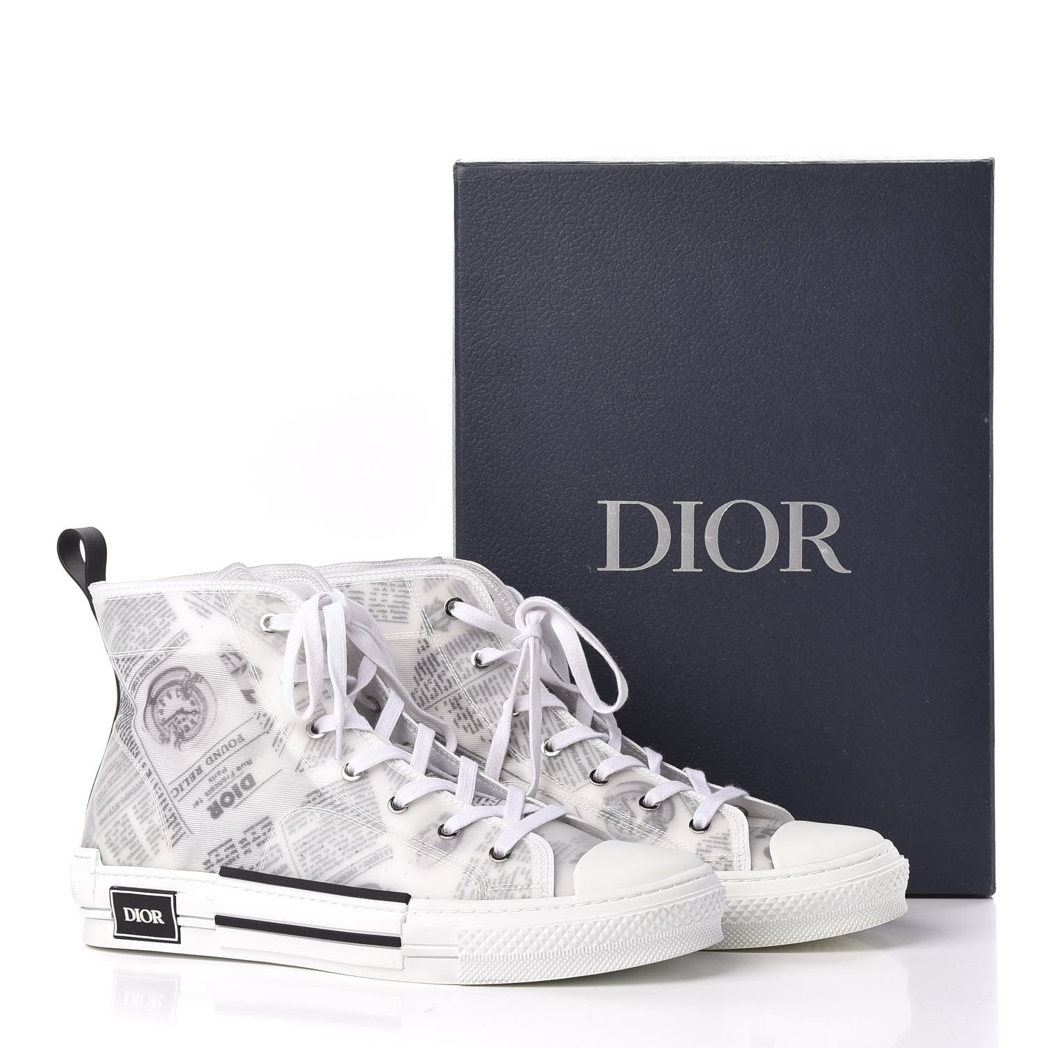 Christian Dior X DANIEL ARSHAM Canvas Newspaper Print B23 High Top Sneakers 46 White 13 of 13