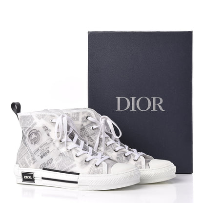 Christian Dior X DANIEL ARSHAM Canvas Newspaper Print B23 High Top Sneakers 46 White 13 of 13
