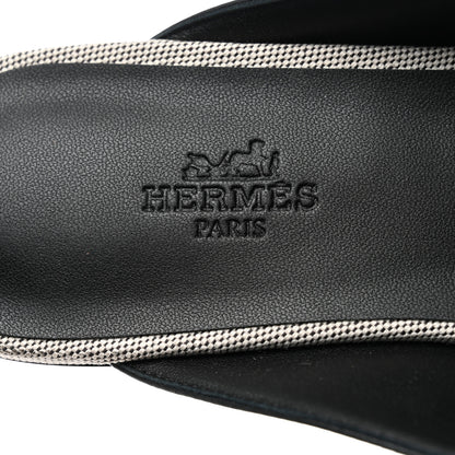 Hermes Canvas Calfskin Womens Groupie Mules 40 Prunoir Black 7 of 9
