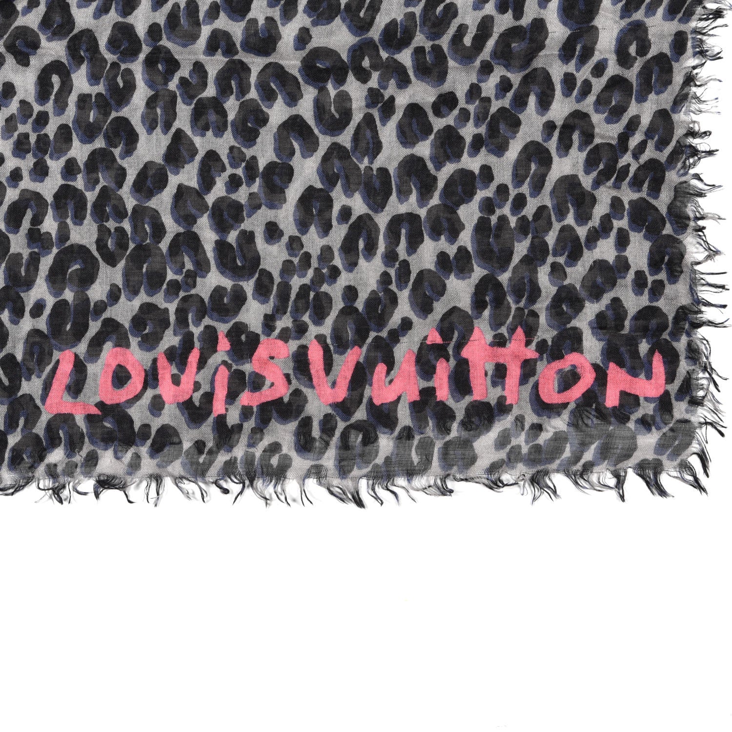 Louis Vuitton Cashmere Silk Leopard Etole Stole Grey 6 of 8