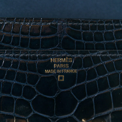 Hermes Shiny Alligator Constance Long Wallet Bleu Marine 7 of 8
