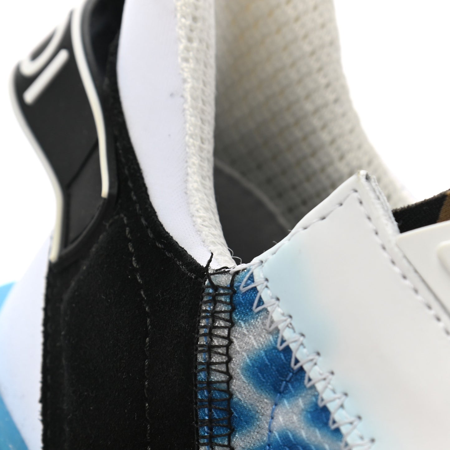 X SARAH COLEMAN Nylon Suede Lycra FF Vertigo Womens Fendi Flow Low Top Sneakers 36 Transparent Cyber Blue Black