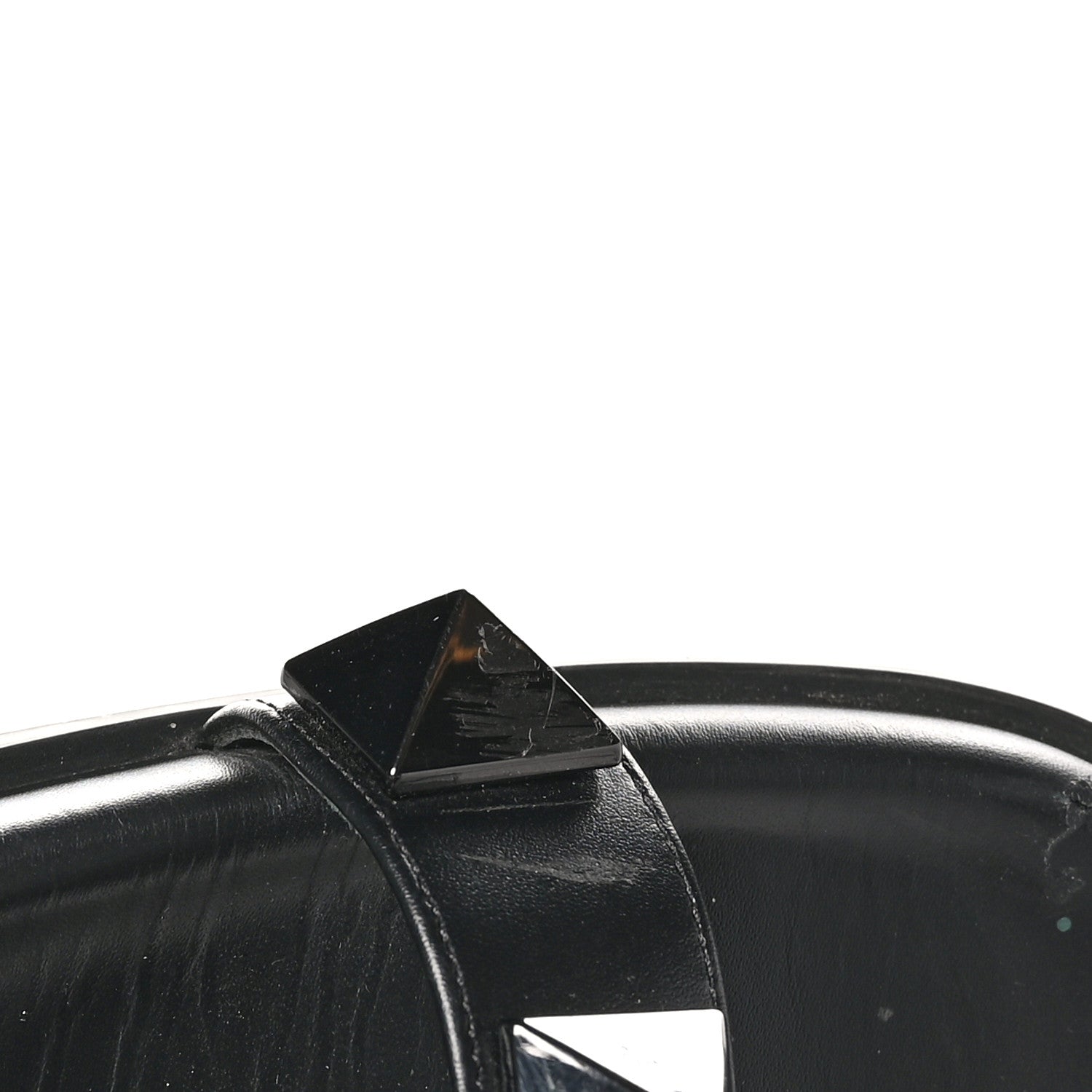 Valentino Garavani Calfskin Roman Stud Slide Sandals 39.5 Black 9 of 10