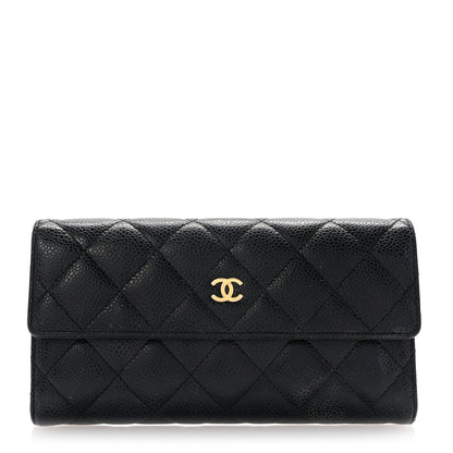 Chanel Caviar Quilted Large Gusset Flap Wallet Black 1 of 8