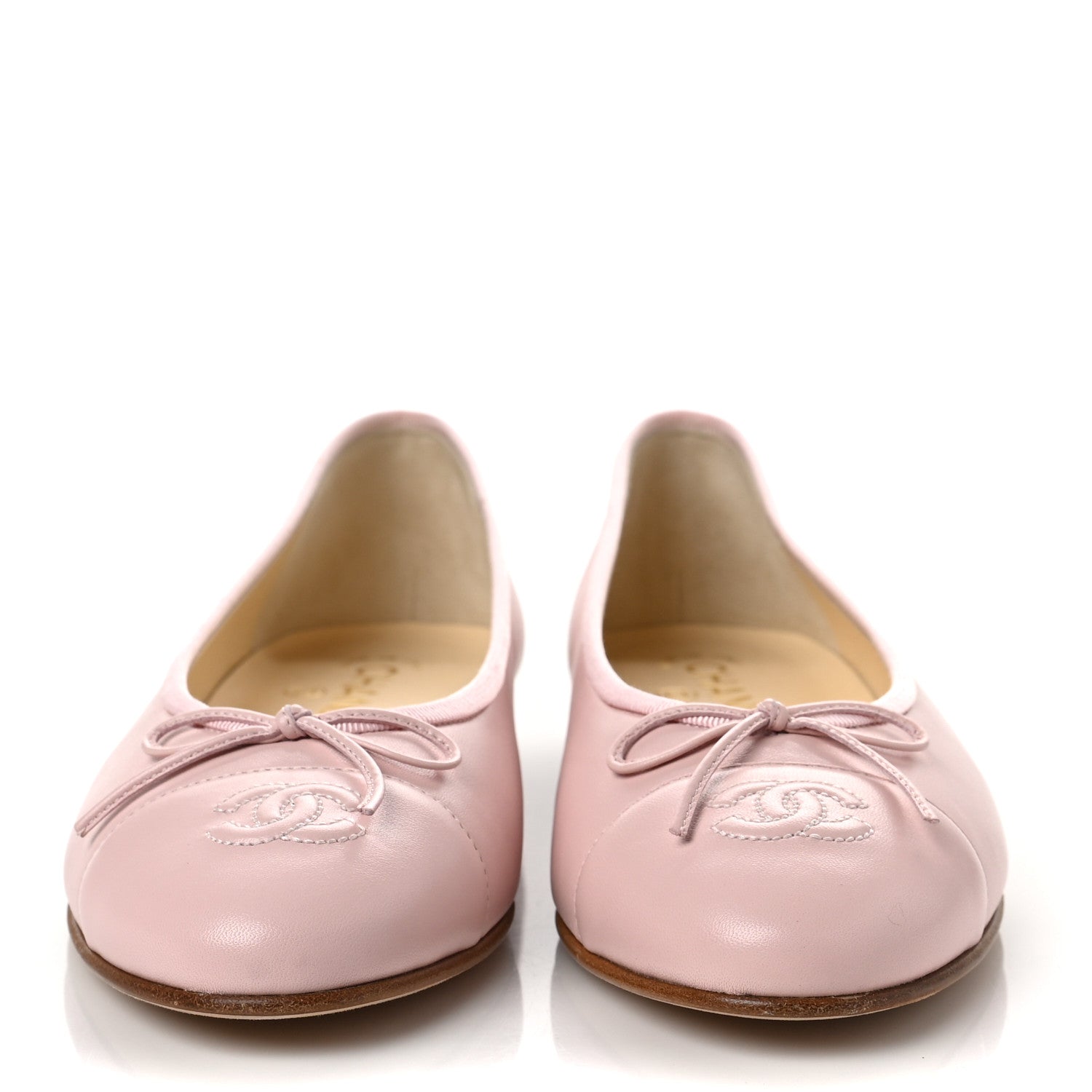Chanel Lambskin CC Cap Toe Ballerina Flats 40 Light Pink 2 of 8
