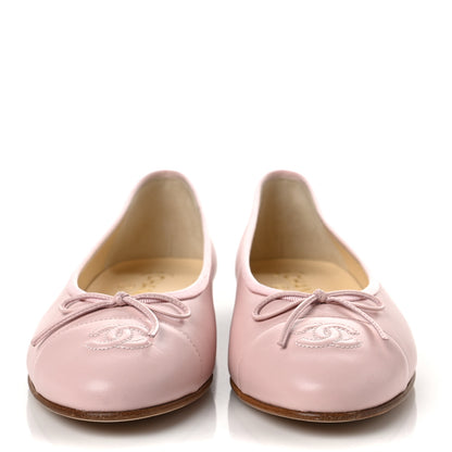 Chanel Lambskin CC Cap Toe Ballerina Flats 40 Light Pink 2 of 8
