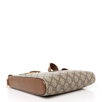 Gucci GG Supreme Monogram Azalea Calfskin Retro Interlocking G Flat Messenger Bag Beige Ebony Brown Sugar 4 of 12