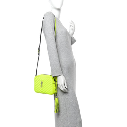 Saint Laurent Patent Calfskin Matelasse Monogram Lou Camera Bag Neon Yellow 2 of 10