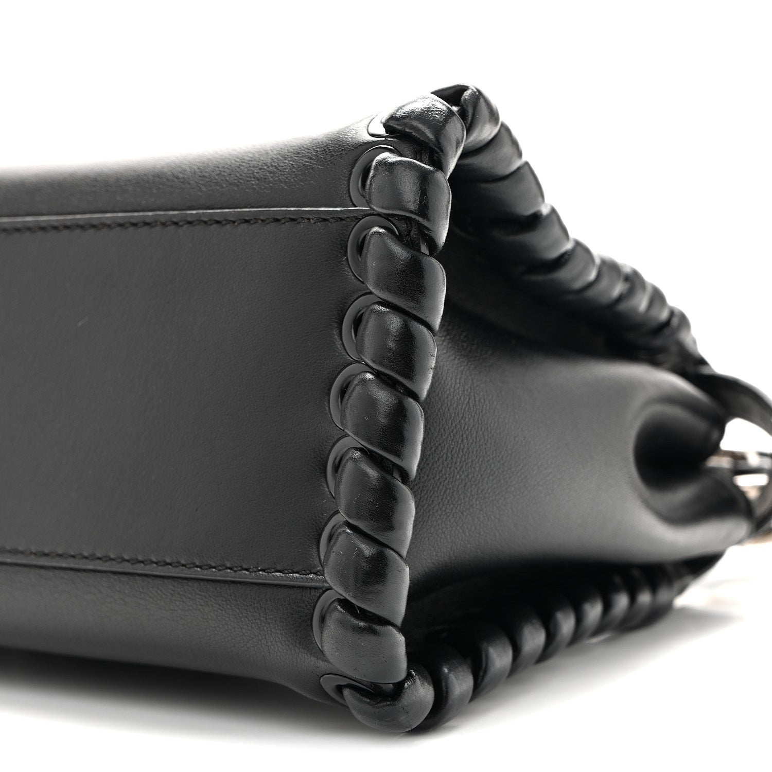 Fendi Nappa Lace Up Mini Peekaboo Iconic Satchel Black 10 of 14