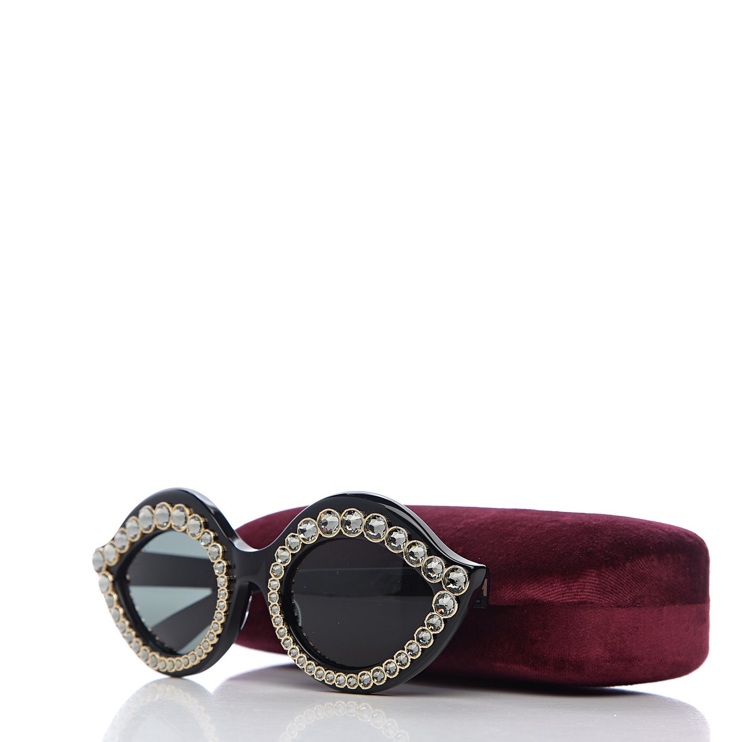 Acetate Crystal Studded Cat Eye Sunglasses GG0045/S Black