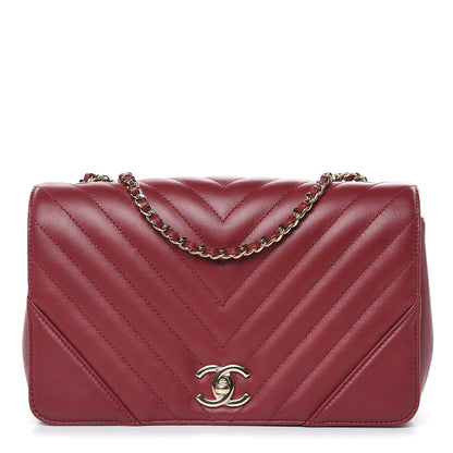 Chanel Calfskin Chevron Quilted Statement Flap Burgundy 1 of 12