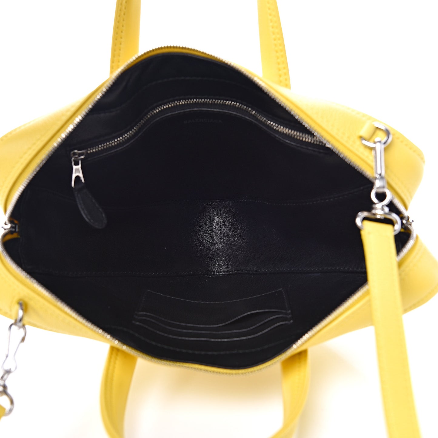 Shiny Day Calfskin Logo XS Triangle Duffle Jaune Black
