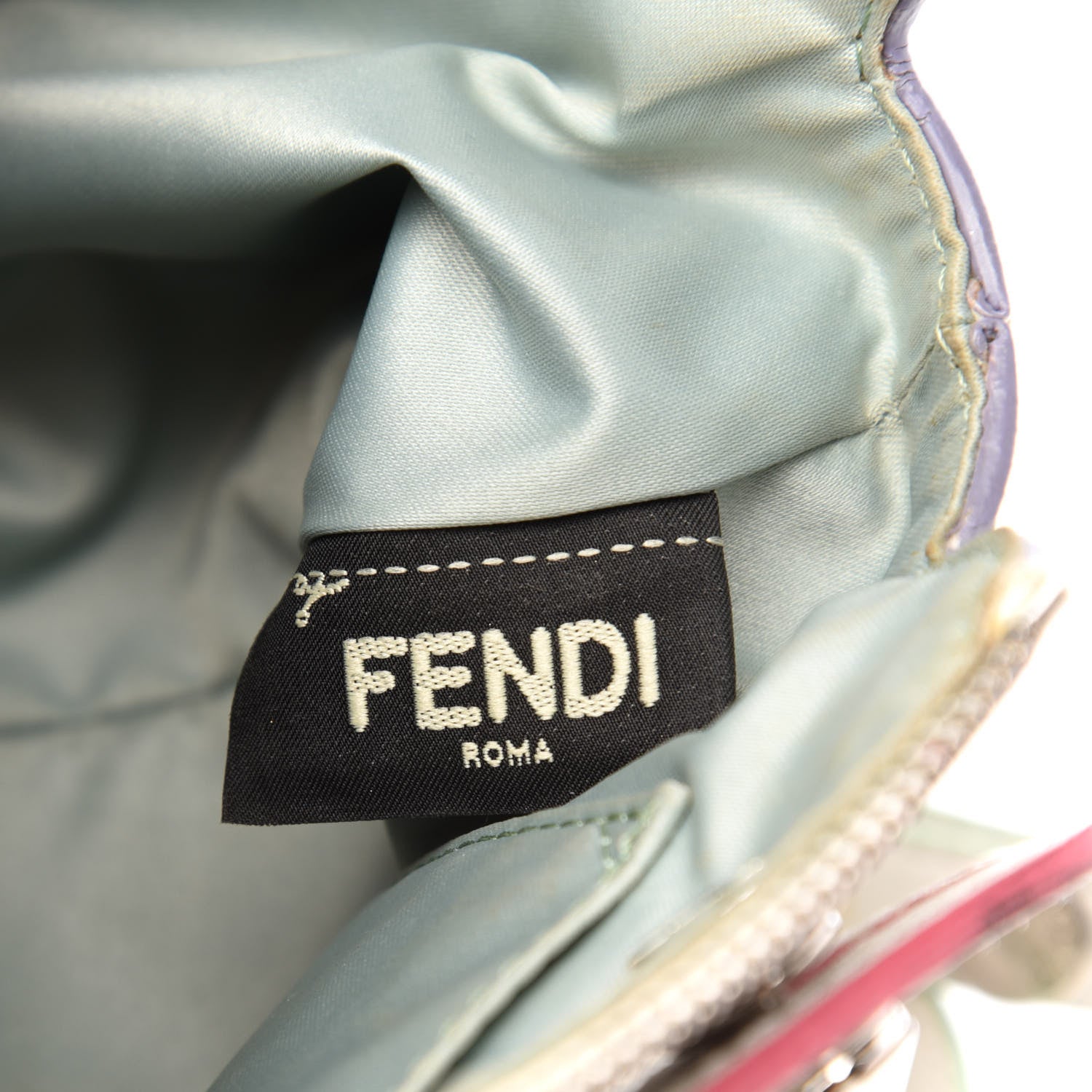 Fendi Vitello Dolce Crystal Croc Tail Mini By The Way Boston Bag White Ice Multicolor 10 of 15