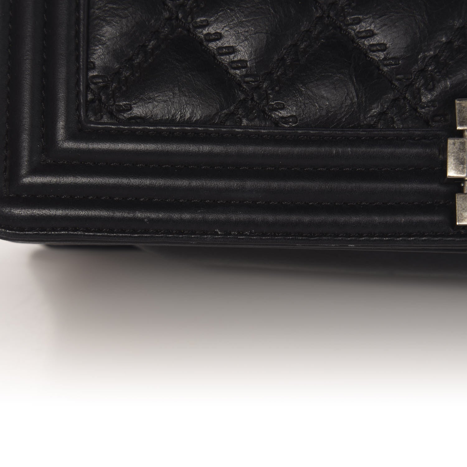 Chanel Calfskin Embossed Stitch Large Boy Flap Black 9 of 12