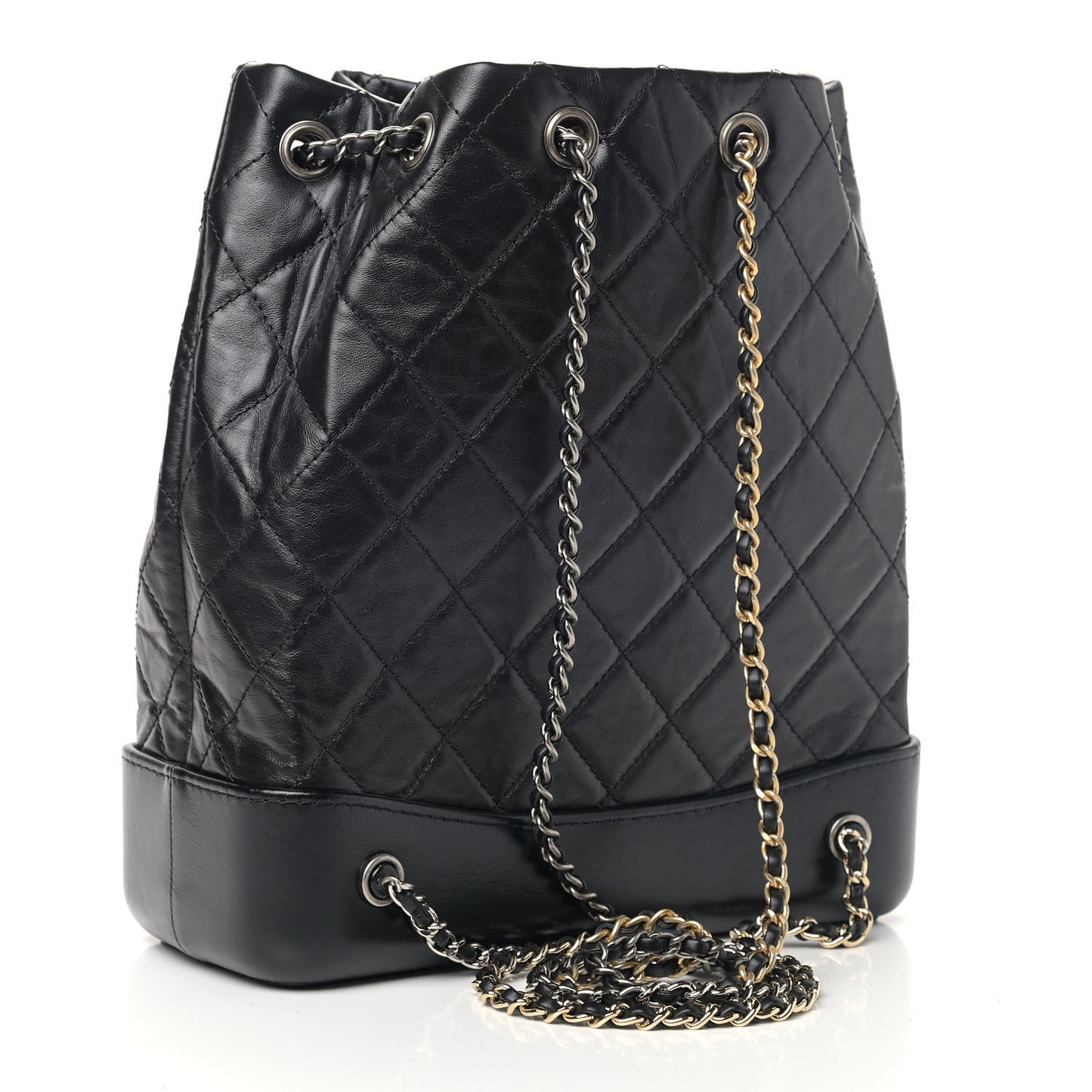 Aged Calfskin Quilted Gabrielle Backpack Black