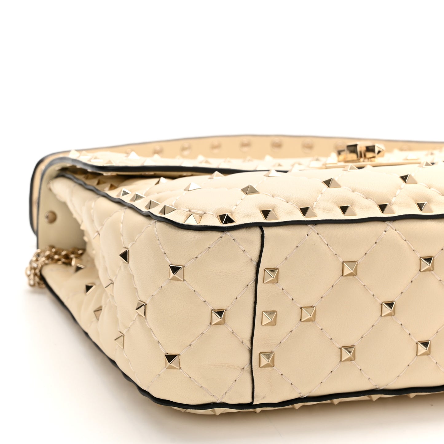 Nappa Medium Rockstud Spike Shoulder Bag Light Ivory