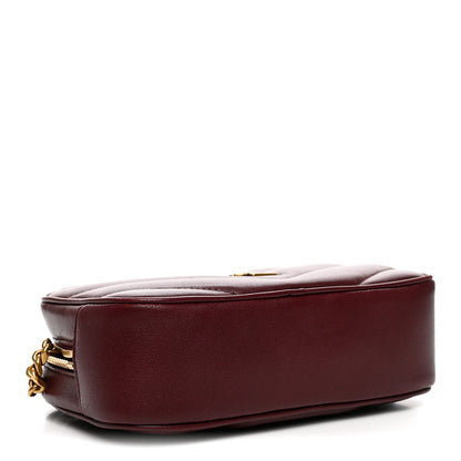 Saint Laurent Lambskin Chevron Quilted Mini Loulou Camera Bag  Rouge Cabernet 4 of 10