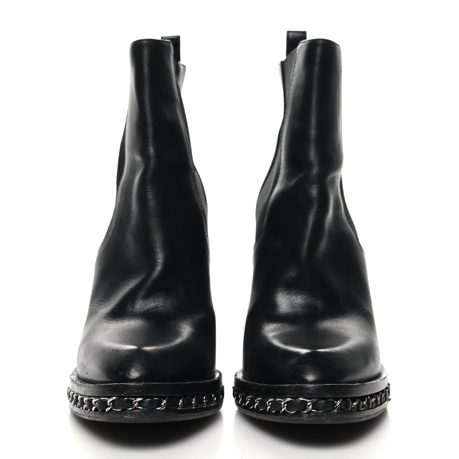 Chanel Calfskin Chain Around Elastic Boots 38 Black 2 of 9