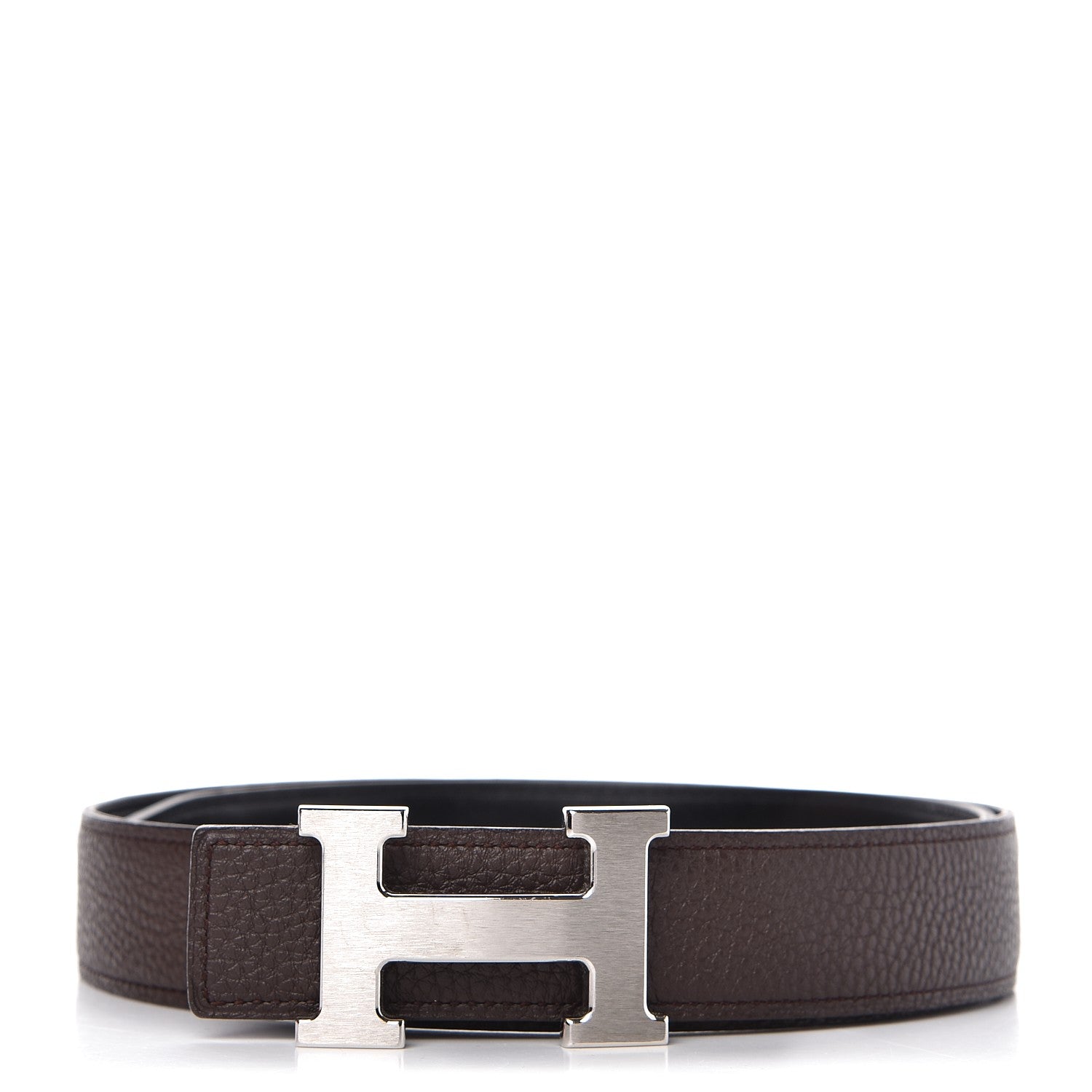 Hermes Box Togo 32mm H Belt 85 Black Chocolate 1 of 8