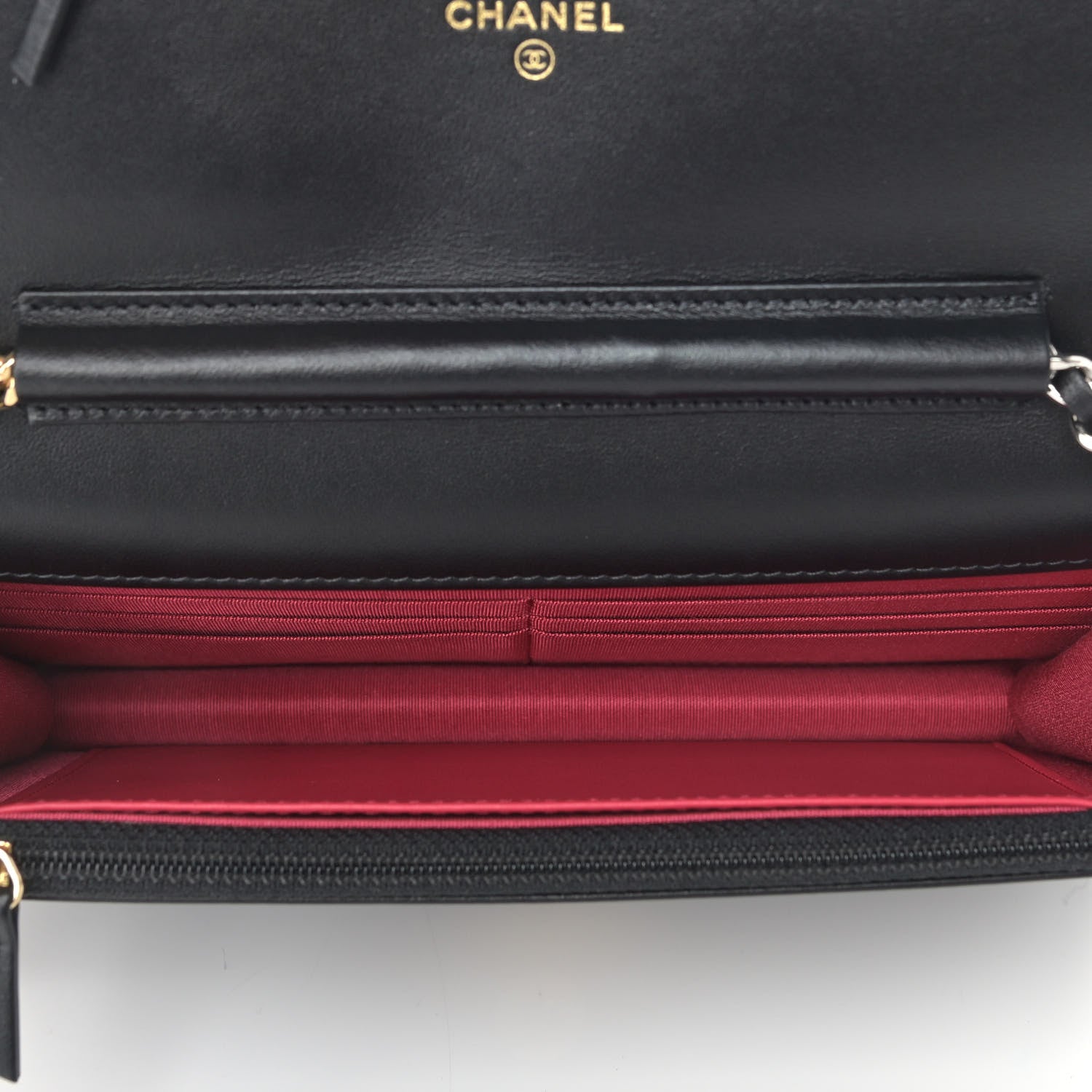 Chanel Shiny Aged Calfskin Quilted CC Wallet On Chain WOC Black 5 of 9