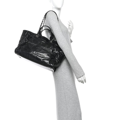 Chanel Glazed Calfskin Medium Deauville Tote Black 2 of 12