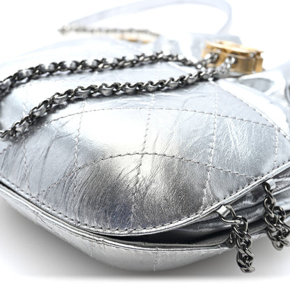 Chanel Metallic Aged Calfskin Quilted Small Gabrielle Bucket Silver 9 of 9