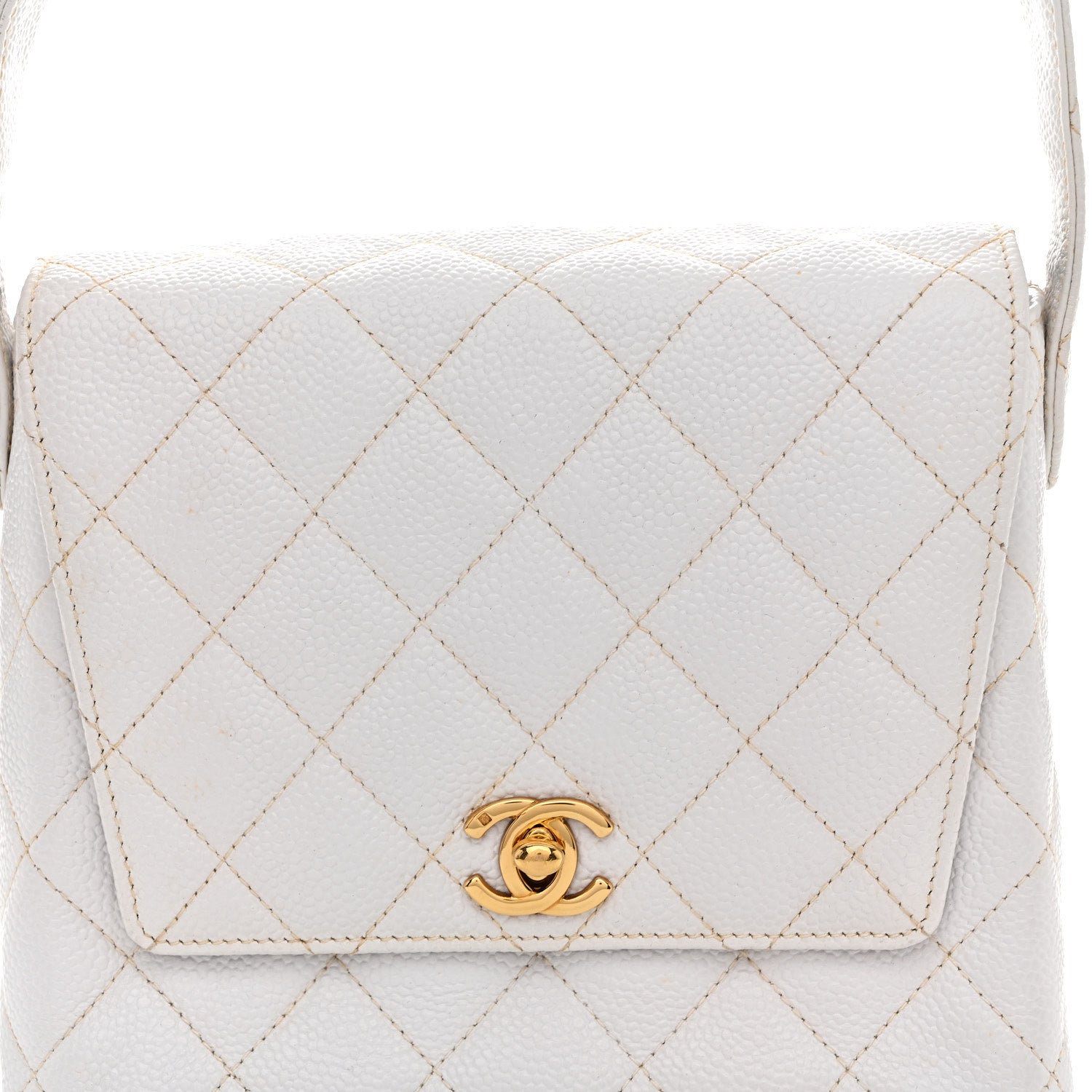 Chanel Caviar CC Shoulder Bag White 9 of 16